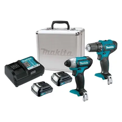 Makita Nářadí - 12V AKU sada vrtačky a rázového utahováku, 2x aku 1,5 Ah CXT, nabíječka CLX224X