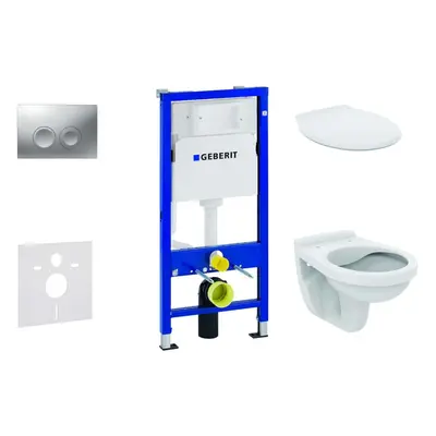 Geberit Duofix - Set předstěnové instalace, klozet Alpha se sedátkem, tlačítko Delta21, matný ch