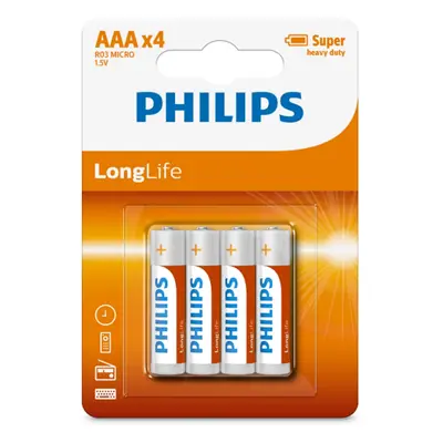 Philips Baterie AAA 1,5 V LongLife, 4 ks