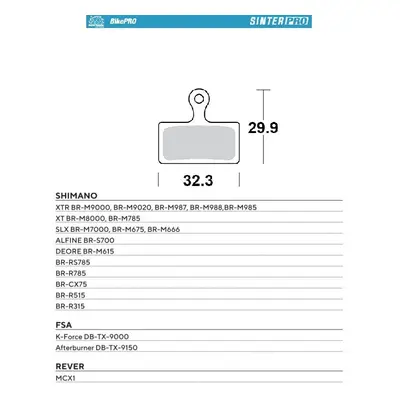 MOTO-MASTER prodej BIKE PRO brzdové destičky sintrované PRO kovové vhodné pro SHIMANO XTR BR-M90