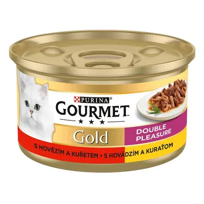 Gourmet Gold konzerva pro kočky hovězí, kuře