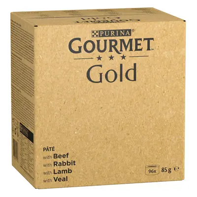 Jumbo balení: Gourmet Gold 96 x 85 g - Vydatná pěna: hovězí, králík, jehněčí, telecí