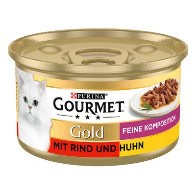 Gourmet Gold Fine Composition 48 x 85 g - výhodné balení - hovězí a kuřecí