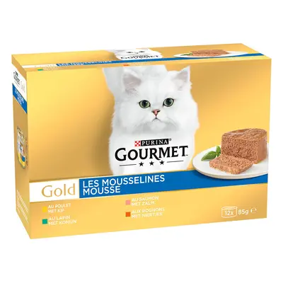 Gourmet Gold jemná paštika 24 x 85 g - mix maso a ryby (králičí, kuřecí, losos, ledviny)