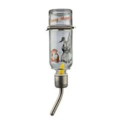 Skleněná napáječka s kovovým pítkem pro králíky 500 ml 1 ks