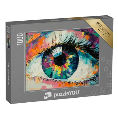 puzzle „Abstraktní obraz oka, olejomalba“