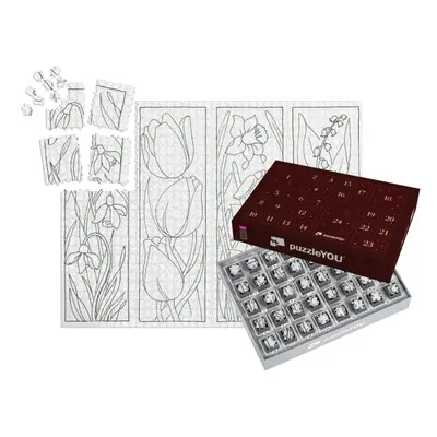 Adventní kalendář „puzzleOMALOVÁNKY: Jarní květiny“