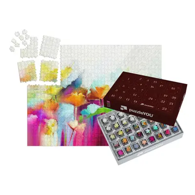 Adventní kalendář „Abstraktní barevná olejomalba na plátně“