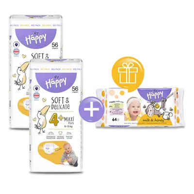 2x Bella Baby Happy Dětské pleny Maxi Plus Pack vel. 4+ (56 ks)