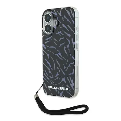 Karl Lagerfeld pevný kryt (KLHCP16MHZBPKCCU) na iPhone 16 Plus - fialový Zebra se šňůrkou KF2340