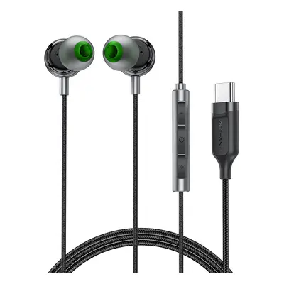 Acefast drátová sluchátka L5 – USB-C, do uší, s mikrofonem, kabel 1,2 m, černá