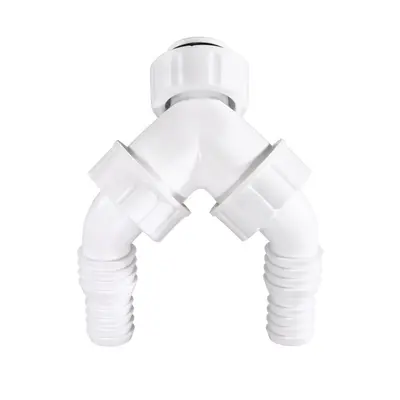 Xavax sifonová rozdvojka 1" na 2x 3/4", pro 2 odtokové hadice k 1 sifonu, zpětný ventil, těsnění; 220746