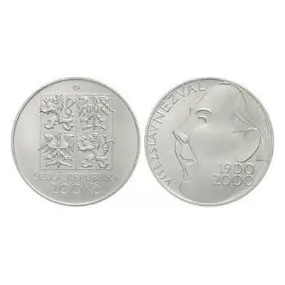 Stříbrná mince 200 Kč Vítězslav Nezval 100. výročí narození 2000 Standard