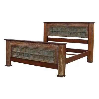 Sanu Babu Luxusní postel vyrobená ze starožitných teakových dveří, 230x210x150cm