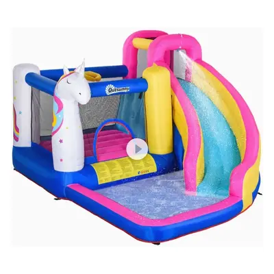 Outsunny Samonafukovací vodní skákací hrad pro děti se skluzavkou a vodním bazénkem 345 x 300 x 
