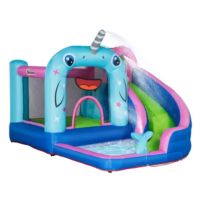 Outsunny Samonafukovací vodní skákací hrad pro děti se skluzavkou a vodním bazénkem 330 x 280 x 