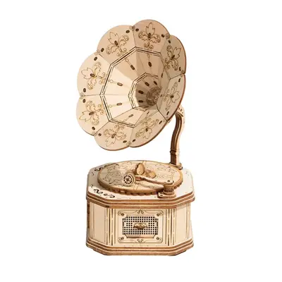 RoboTime 3D dřevěná skládačka Starožitný gramofon