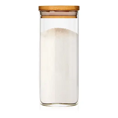 Klarstein Hranatá nádoba, bambusové víko, skladování potravin, vzduchotěsná, silikonové těsnění, 6 x 15 cm, 300 ml