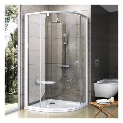 Ravak Pivot PSKK3 - 80 BÍLÁ/BÍLÁ TRANSPARENT čtvrtkruhový sprchový kout 80 x 80 cm, bílý rám, bí