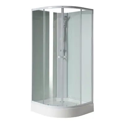 Aqualine AIGO čtvrtkruhový sprchový box 900x900x2040 mm, bílý profil, čiré sklo