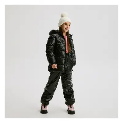 Reserved - Zateplené kalhoty s kšandami - černý