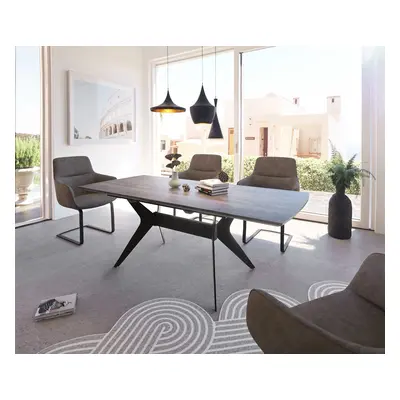 DELIFE Jídelní stůl Edona 160/200x90 cm keramický vzhled šedý kov rozkládací