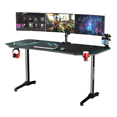 Herní stůl ULTRADESK FRAG XXL BLUE – černá/modrá, 160x75 cm