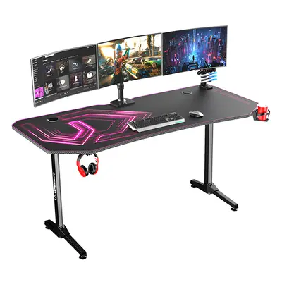 Herní stůl ULTRADESK FRAG XXL PINK – černá/růžová, 160x75 cm