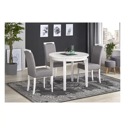 Jídelní kulatý rozkládací stůl SORBUS –? 100x100x77 (+100) dřevo, bílá Halmar