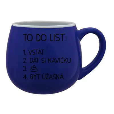 TO DO LIST:  BÝT ÚŽASNÁ - modrý keramický hrníček 300 ml