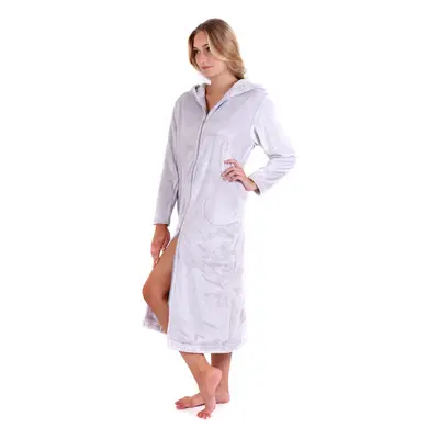 Dámský župan Siena s kapucí na zip 3656 světle šedá - Vestis M