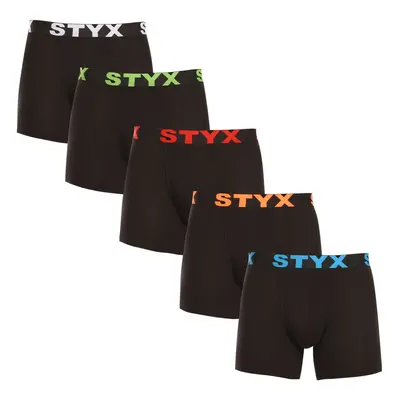 5PACK pánské boxerky Styx long sportovní guma černé (5U9602)