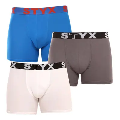 3PACK pánské boxerky Styx long sportovní guma vícebarevné (3U10137)