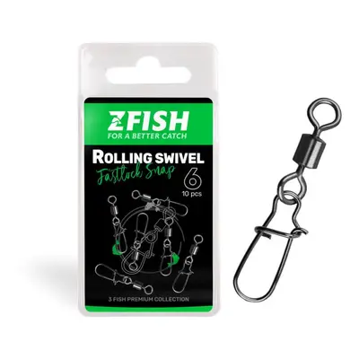 Zfish Obratlík s Karabinou Rolling Swivel & Fastlock Snap 10ks - 16/11Kg,Zfish Obratlík s Karabi