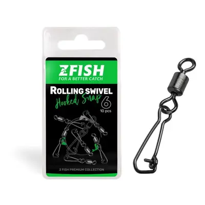 Zfish Obratlík s karabinkou Rolling Swivel & Hooked Snap 10ks