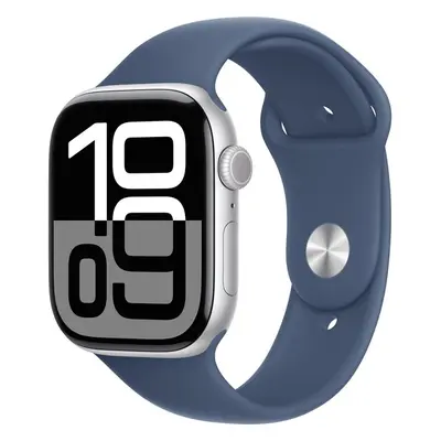 Apple Watch Series 10 42mm Stříbrný hliník s denimovým sportovním řemínkem