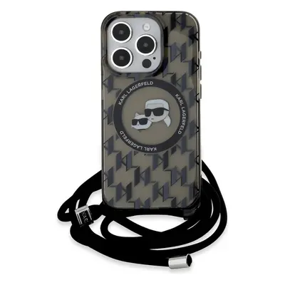 Karl Lagerfeld IML Monogram Crossbody K&CH Heads MagSafe zadní kryt iPhone 15 Pro Max čirý