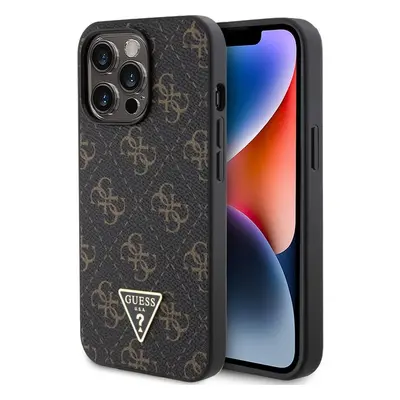 Guess PU Leather 4G Triangle Metal Logo kryt iPhone 13 Pro černý