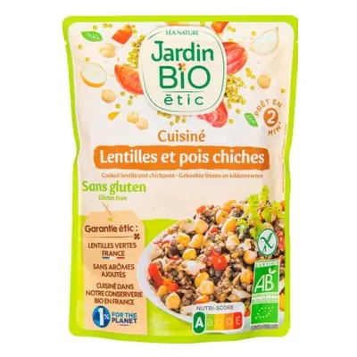 Jardin bio Hotový pokrm bezlepkový – vařená čočka s cizrnou BIO 250 g