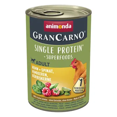 Animonda GranCarno KUŘE+ŠPENÁT, MALINY, DÝŇOVÁ SEMÍNKA 24x400g