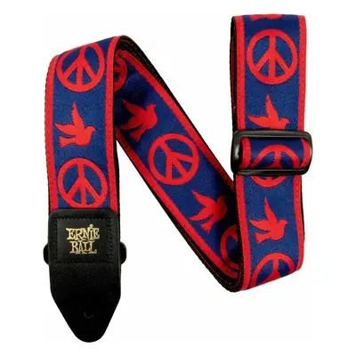 Ernie Ball Classic Jacquard Kytarový pás Red & Blue Peace Love Dove