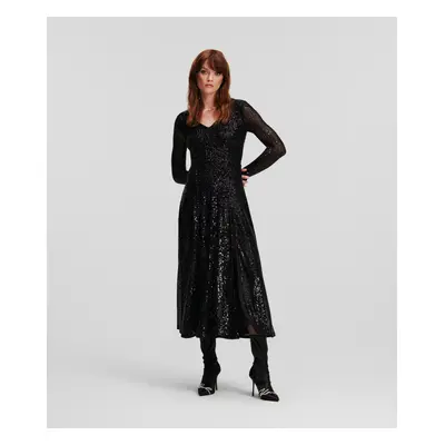 Šaty karl lagerfeld sequin maxi evening dress black