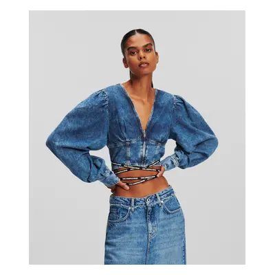 Košile karl lagerfeld jeans klj tied denim shirt marble blue