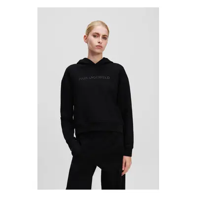 Mikina karl lagerfeld commercial logo hoodie black