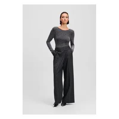 Kalhoty karl lagerfeld pinstripe wrap pants quiet shade