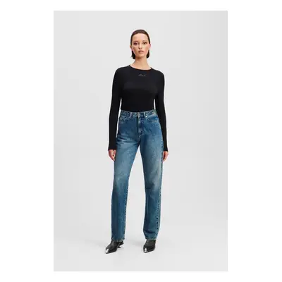 Džíny karl lagerfeld straight leg denim pants dark blue denim