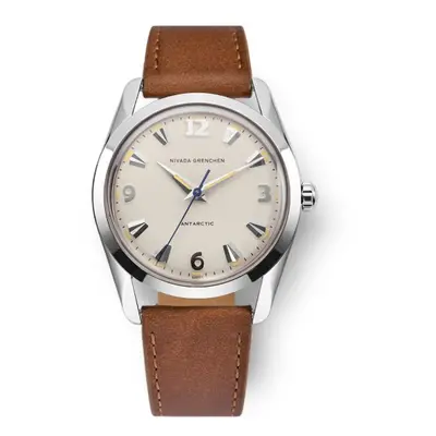 Nivada Grenchen Antarctic 35 mm Eggshell Beige - Brown Leather