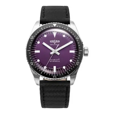 Vulcain Skindiver Nautique Purple - Black Carbon Leather Strap