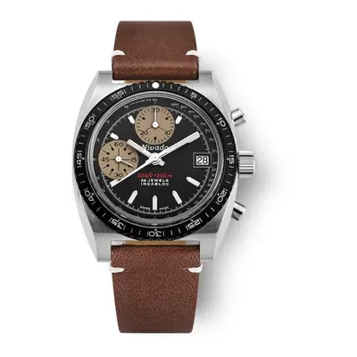 Nivada Grenchen Chronosport White Automatic - Brown Leather White Stitching