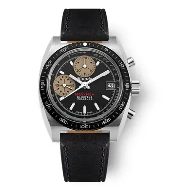 Nivada Grenchen Chronosport White Automatic - Black Leather